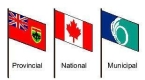 Ontario flag, Canada flag and City of Ottawa flag