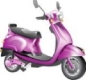 Pink scooter style electric bike with seat and foot-rest