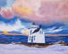 Lighthouse set against a colourful sky