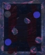  purple, pink, and grey circles painted on top of a dark background with coloured border 