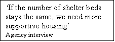 Text Box: If the number of shelter beds stays the same, we need more supportive housing                            Agency interview