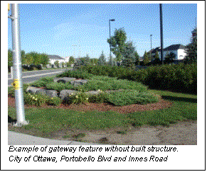 Text Box:  Example of gateway feature without built structure. 
City of Ottawa, Portobello Blvd and Innes Road
