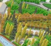 Artist rendering of civic gardens and hairloom orchard