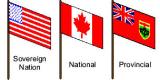 Sovereign Nation flag, Canada flag and Provincial flag