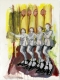 peinture abstraite de quatre femmes sur fond jaune