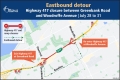 Eastbound detour - Highway 417 closure between Greenbank Road and Woodroffe Avenue - July 28 to 31