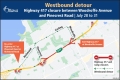 Westbound detour - HIghway 417 closure between Woodroffe Avenue and Pinecrest Road - July 28 to 31