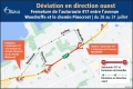 Déviation en direction ouest - fermeture de l'autoroute 417 entre l'avenue Woodroffe et le chemin Pinecrest - du 28 au 31 juillet