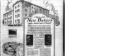 Coupure de journal présentant une illustration d’un nouveau bâtiment de boulangerie et des photos des propriétaires
