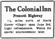Advertisement for the Colonial Inn, Prescott