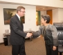 Mayor Jim Watson greets Chargé d'Affairs Minerva Jean A. Falcon of the Republic of the Philippines in his office.
