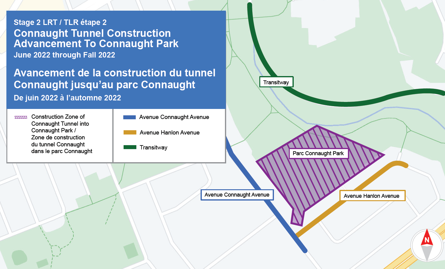 Graphic of Connaught Park and contractor workzone in Connaught park.