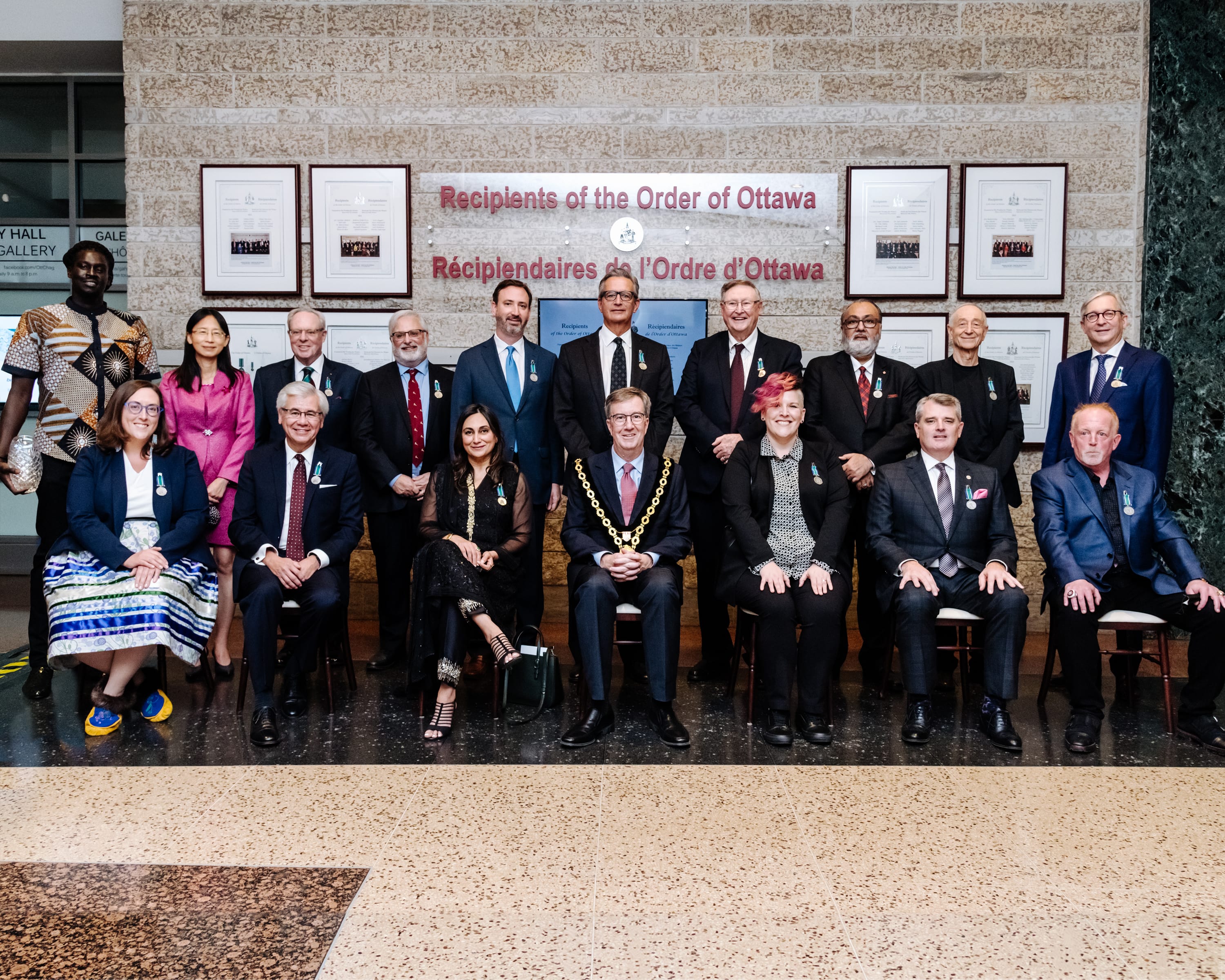 Family photo of Order of Ottawa recipients 