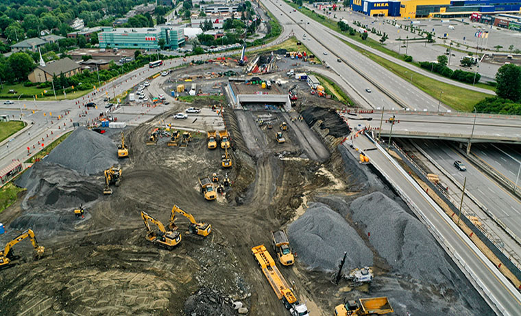 In June, an existing portion of Pinecrest Road has been removed in preparation for the sliding of the precast Pinecrest Bridge which will allow for the future LRT to run beneath.