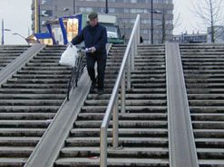  Bicycle ramps on staircases help to facilitate enhanced mobility for cyclists.