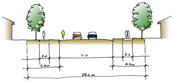 Figure 30 - Coupe transversale d’emprise de route collectrice de 24 m