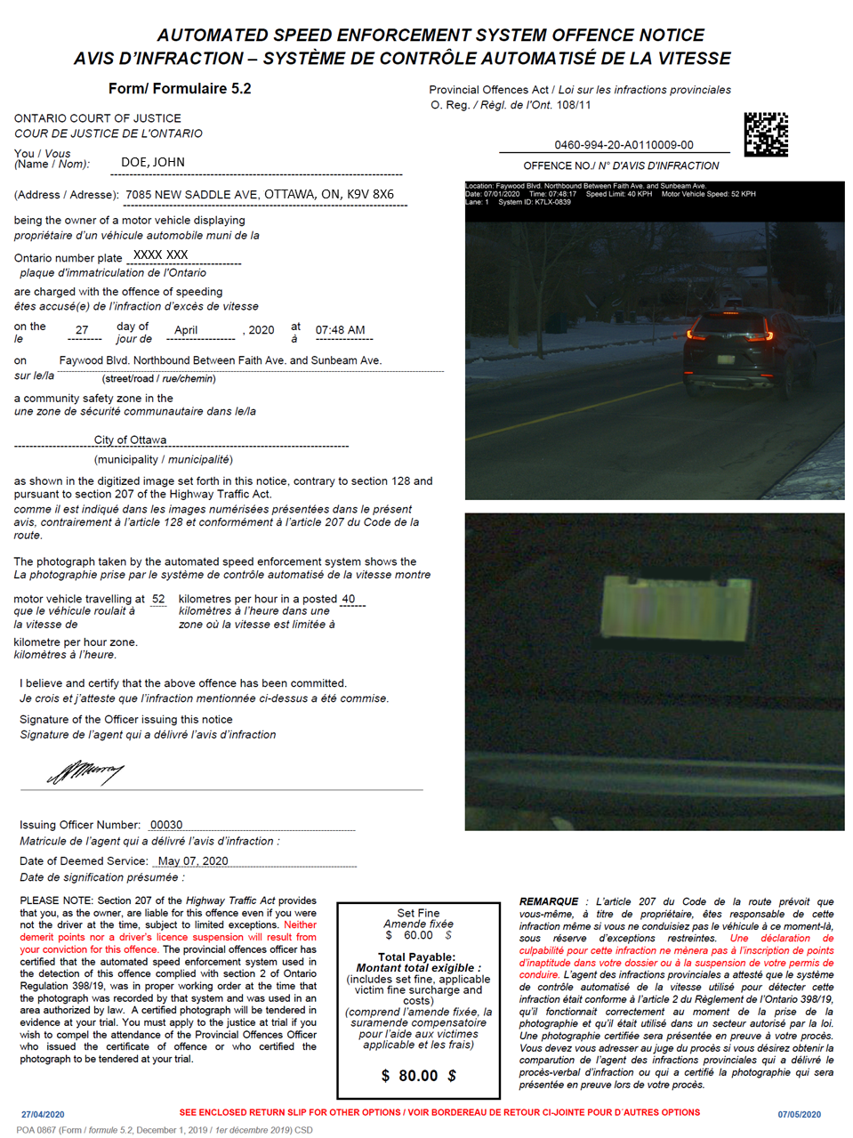 Automated Speed Enforcement – Electronic Ticket