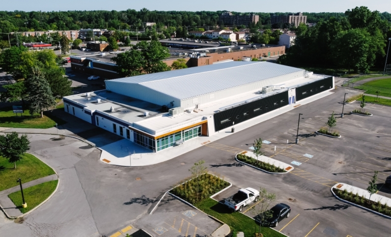 Drone shot of Blackburn Arena facility