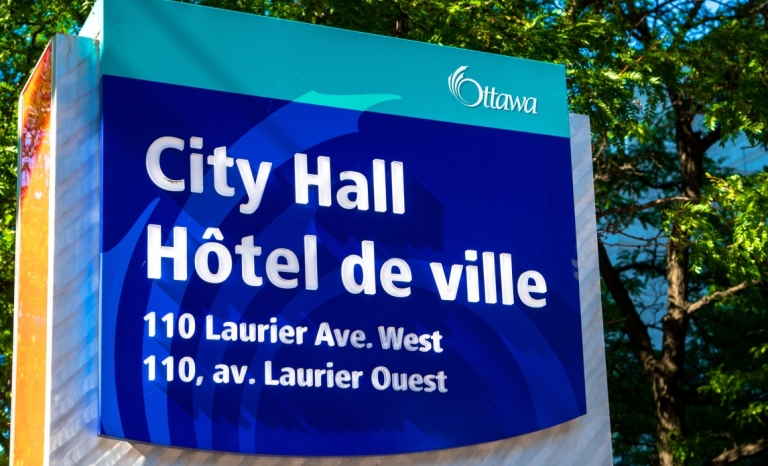 Sign outside Ottawa City Hall