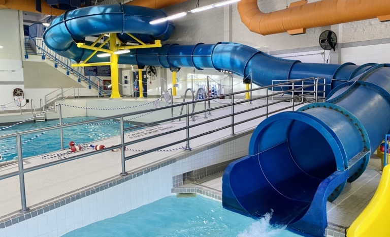 Exit of the water slide at Kanata Wave Pool