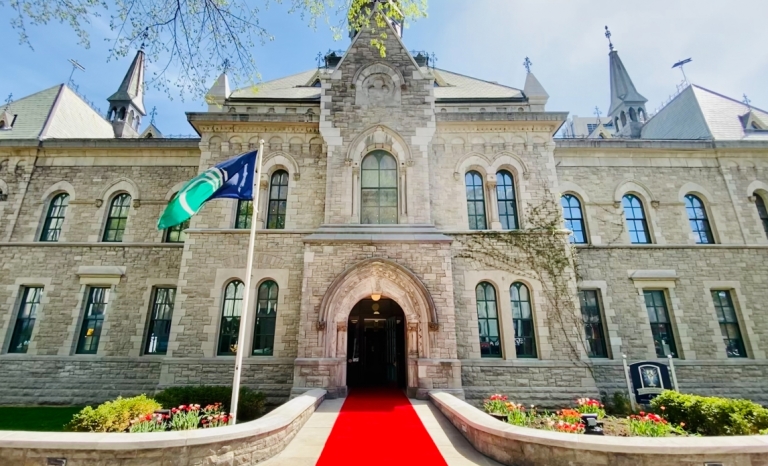 City Hall's Heritage building with a red carpet leading to the entrance