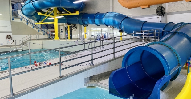 Exit of the water slide at Kanata Wave Pool