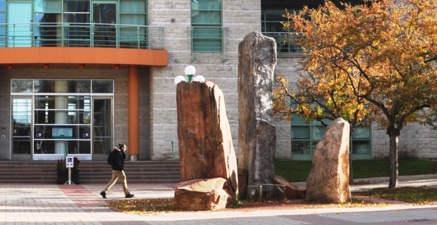 Daytime image of the sandstone sculpture.