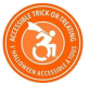 Accessible Trick or Treating logo person in wheelchair with cape