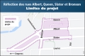 Une carte démontrant les limites du projet Empress et Bay, et entre Queen et Laurier.