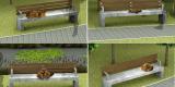 Images of ‘A state of rest’ by Brandon Vickerd, showing four park benches with a fox, squirrel, doe and a raccoon sleeping on each.