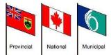 Ontario flag, Canada flag and City of Ottawa flag
