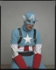 model dressed up as Marvel comic character Captain America