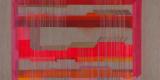 thick vertical and horizontal pink, orange and red lines meet to create rectangular forms