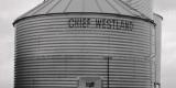 black and white photo of grain silo