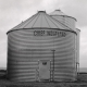 black and white photo of grain silo