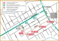 A map of the proposed bus stop changes.