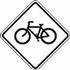 Diamond sign warning of a bicycle crossing ahead