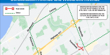 Graphic demonstrates the section of Baseline that is to close between Constellation and Woodroffe