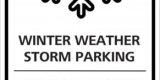 Sign indicating 'Winter weather storm parking'