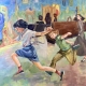 painting of children playing in a park