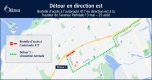 Une carte montrant le détour à venir pour la fermeture de la bretelle d’accès de l’autoroute 417 en direction est à la hauteur de l’avenue Parkdale.