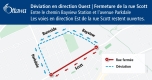 Plan présentant la fermeture de la rue Scott en direction ouest, du chemin Bayview Station à l’avenue Parkdale. Pour en savoir plus, veuillez cliquer sur le lien qui se trouve dans le message.