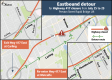 A map depicting the Eastbound detour for the upcoming Highway 417 closure. 
