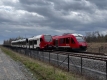 Image of a Stadler FLIRT train and an Alstom Lint train on tracks