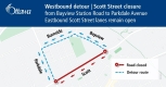 A map outlining the Westbound detour