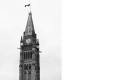 clock tower with flag