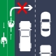 Cyclists should not cross vehicular traffic lanes to turn right.