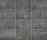 Collage of the 12 stainless steel cut-outs showing actions of hockey players.