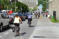 Separated bike lanes on Laurier Avenue West.