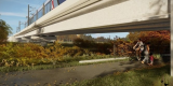Artistic rendering depicting the Lincoln Fields Flyover Rail Bridge as it crosses into Connaught Park. The final product may not be exactly as shown.